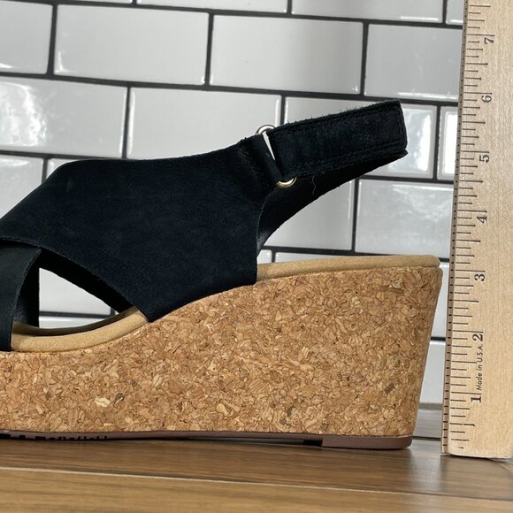 Clarks Annadel Eirwyn Womens Size 12 Shoes Black Nubuck Slingback Wedge Sandal - Picture 9 of 12